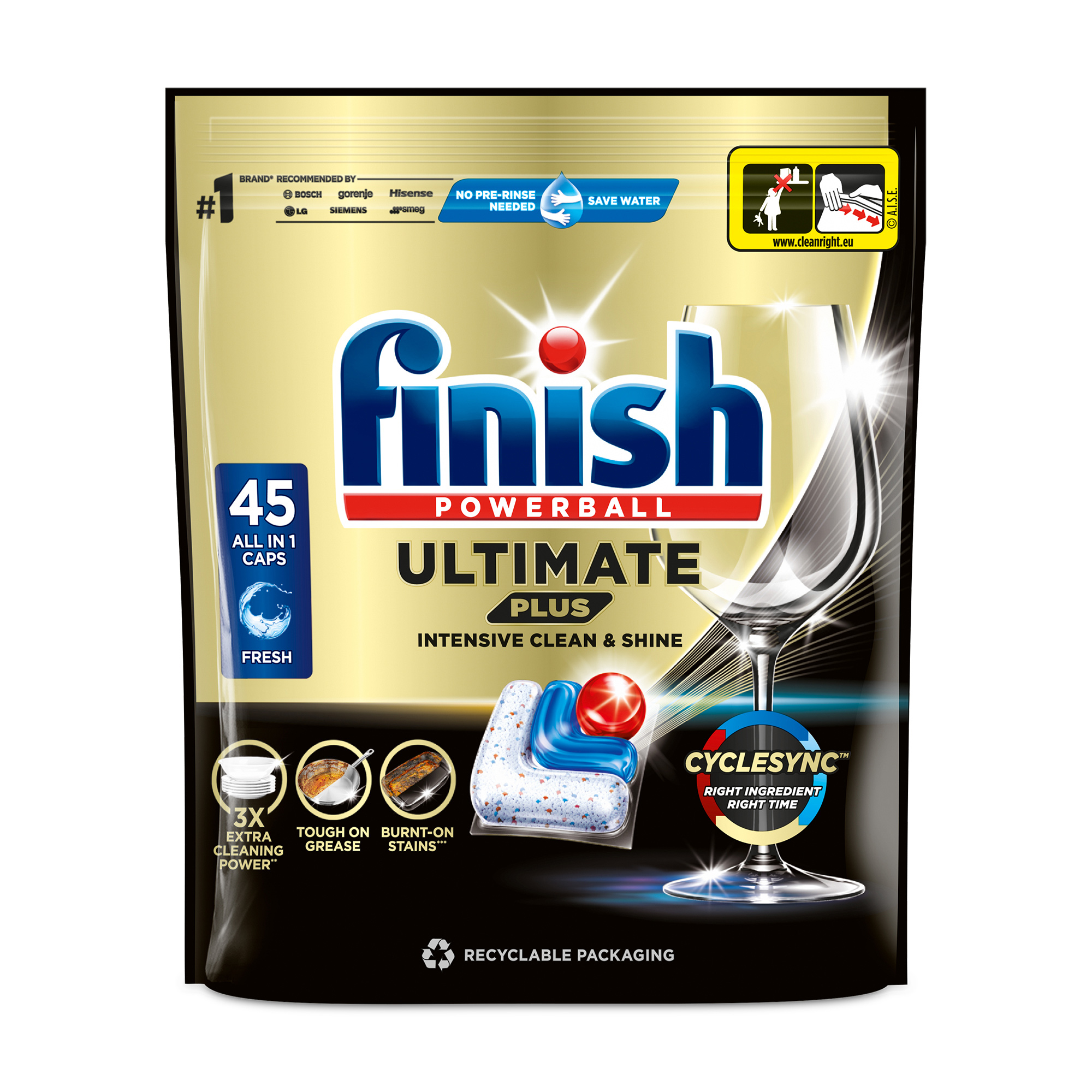 Таблетки для посудомийної машини Finish Power Ball Ultimate Plus All in 1, 45 шт